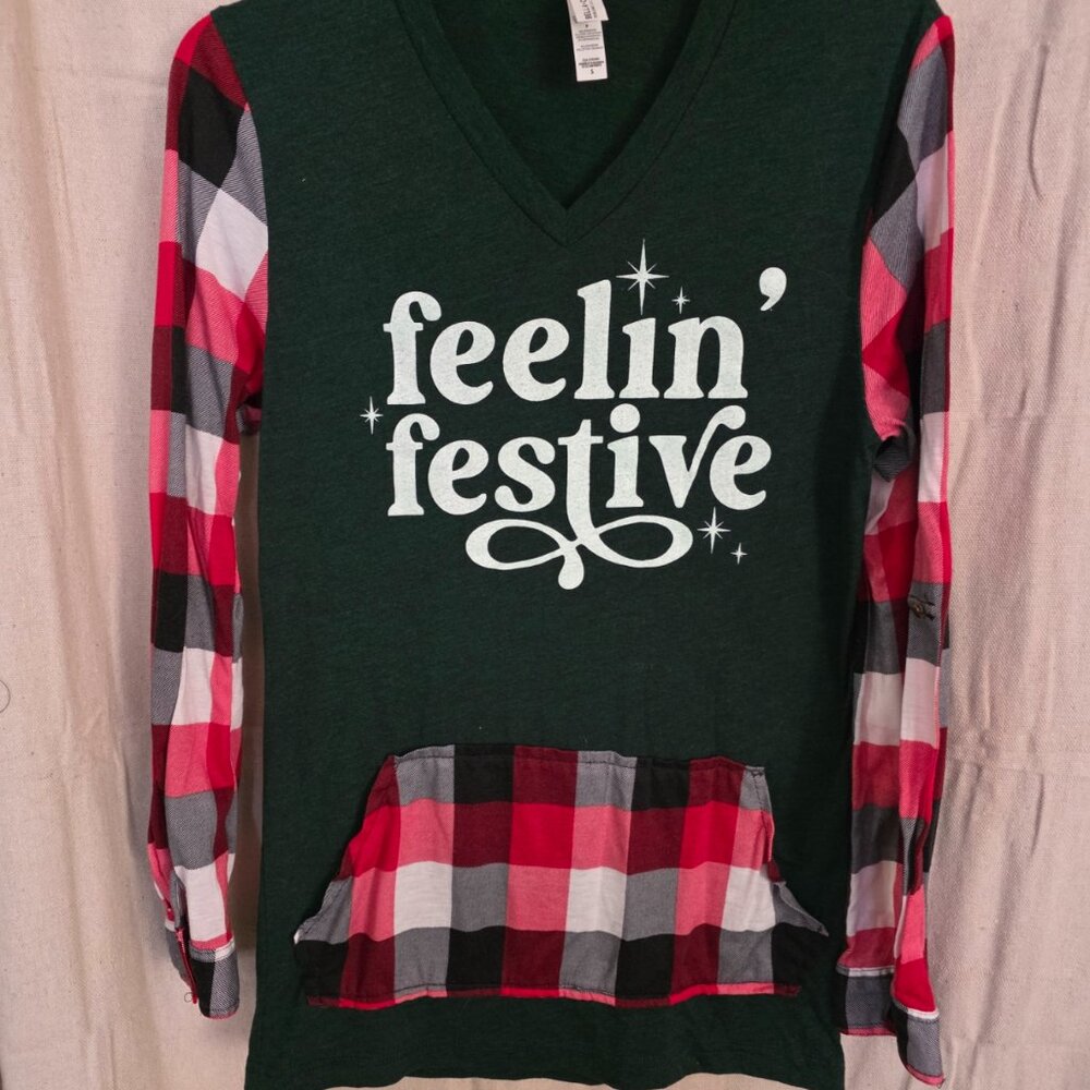 Upcycled Feeling Festive Christmas Shirt
